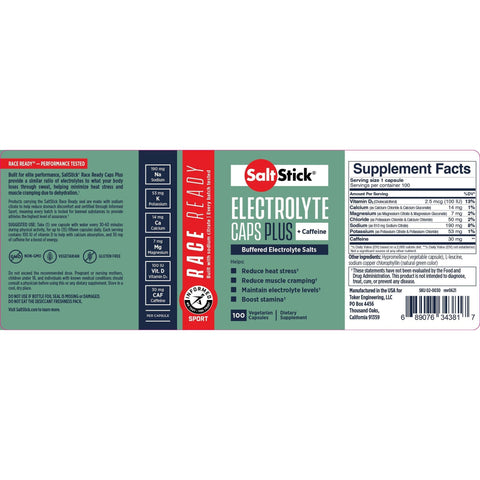 SaltStick Electrolyte Caps Plus 4s (Caffeine)-Cramp Solution-SaltStick-Malaysia-Singapore-Australia-Hong Kong-Philippines-Indonesia-Bigbigplace.com