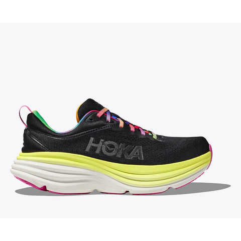 Hoka Men's Bondi 8 (Black/Citrus Glow)-Running Shoe-HOKA-Malaysia-Singapore-Australia-Hong Kong-Philippines-Indonesia-Bigbigplace.com