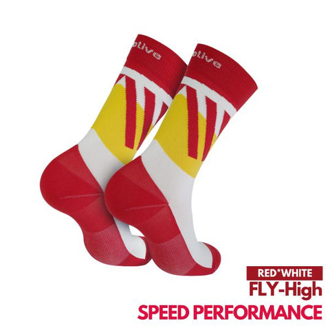 Motive Sock Speed Performance Fly - High Crew Red/White-Running Socks-MOTIVE SOCK-Malaysia-Singapore-Australia-Hong Kong-Philippines-Indonesia-Bigbigplace.com