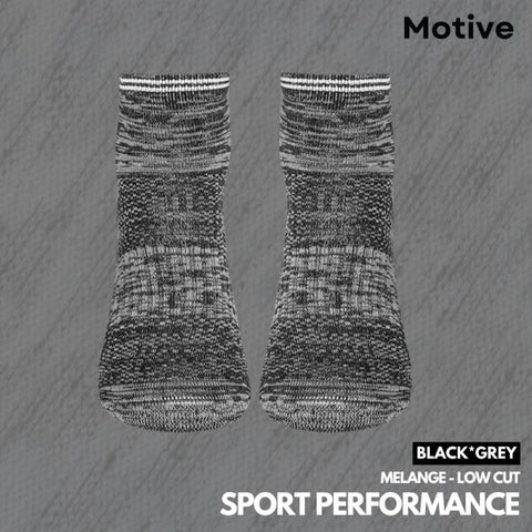 Motive Sock Sport Performance Melange Low Cut - Black/Gray-Running Socks-MOTIVE SOCK-Malaysia-Singapore-Australia-Hong Kong-Philippines-Indonesia-Bigbigplace.com