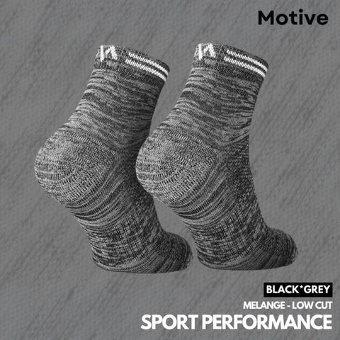 Motive Sock Sport Performance Melange Low Cut - Black/Gray-Running Socks-MOTIVE SOCK-Malaysia-Singapore-Australia-Hong Kong-Philippines-Indonesia-Bigbigplace.com