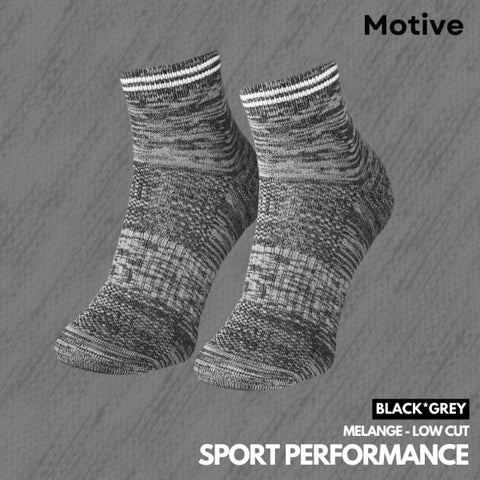 Motive Sock Sport Performance Melange Low Cut - Black/Gray-Running Socks-MOTIVE SOCK-Malaysia-Singapore-Australia-Hong Kong-Philippines-Indonesia-Bigbigplace.com