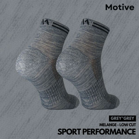 Motive Sock Sport Performance Melange Low Cut - Gray/Gray-Running Socks-MOTIVE SOCK-Malaysia-Singapore-Australia-Hong Kong-Philippines-Indonesia-Bigbigplace.com