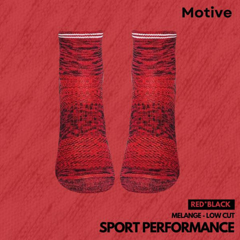 Motive Sock Sport Performance Melange Low Cut - Red/Black-Running Socks-MOTIVE SOCK-Malaysia-Singapore-Australia-Hong Kong-Philippines-Indonesia-Bigbigplace.com