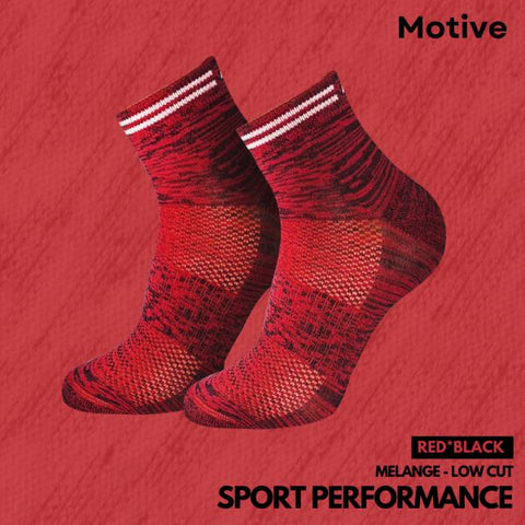 Motive Sock Sport Performance Melange Low Cut - Red/Black-Running Socks-MOTIVE SOCK-Malaysia-Singapore-Australia-Hong Kong-Philippines-Indonesia-Bigbigplace.com