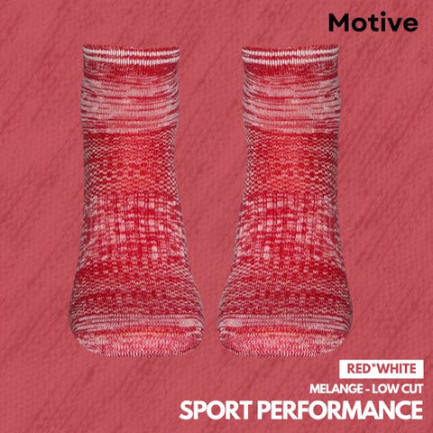 Motive Sock Sport Performance Melange Low Cut - White/Red-Running Socks-MOTIVE SOCK-Malaysia-Singapore-Australia-Hong Kong-Philippines-Indonesia-Bigbigplace.com