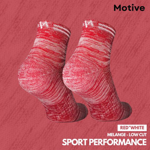 Motive Sock Sport Performance Melange Low Cut - White/Red-Running Socks-MOTIVE SOCK-Malaysia-Singapore-Australia-Hong Kong-Philippines-Indonesia-Bigbigplace.com