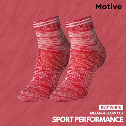 Motive Sock Sport Performance Melange Low Cut - White/Red-Running Socks-MOTIVE SOCK-Malaysia-Singapore-Australia-Hong Kong-Philippines-Indonesia-Bigbigplace.com
