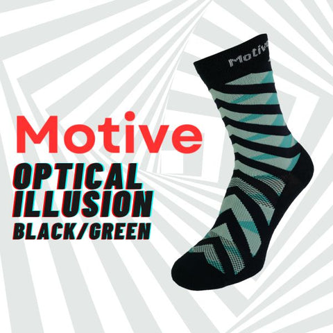 Motive Sock Sport Performance Illusion Crew - Black/Green-Running Socks-MOTIVE SOCK-Malaysia-Singapore-Australia-Hong Kong-Philippines-Indonesia-Bigbigplace.com