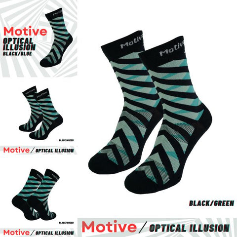 Motive Sock Sport Performance Illusion Crew - Black/Green-Running Socks-MOTIVE SOCK-Malaysia-Singapore-Australia-Hong Kong-Philippines-Indonesia-Bigbigplace.com