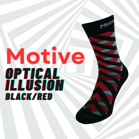 Motive Sock Sport Performance Illusion Crew - Black/Red-Running Socks-MOTIVE SOCK-Malaysia-Singapore-Australia-Hong Kong-Philippines-Indonesia-Bigbigplace.com