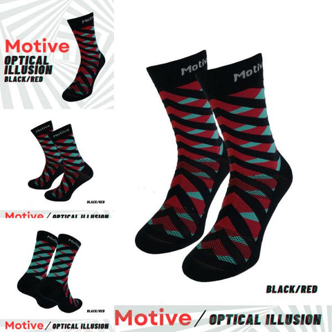 Motive Sock Sport Performance Illusion Crew - Black/Red-Running Socks-MOTIVE SOCK-Malaysia-Singapore-Australia-Hong Kong-Philippines-Indonesia-Bigbigplace.com