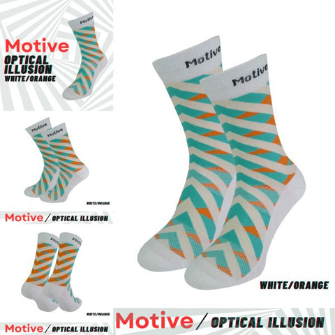 Motive Sock Sport Performance Illusion Crew - White/Orange-Running Socks-MOTIVE SOCK-Malaysia-Singapore-Australia-Hong Kong-Philippines-Indonesia-Bigbigplace.com
