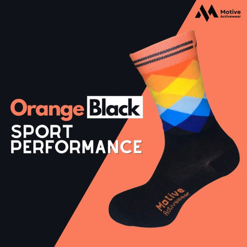 Motive Sock Sport Performance Socks - Black/Orange-Running Socks-MOTIVE SOCK-Malaysia-Singapore-Australia-Hong Kong-Philippines-Indonesia-Bigbigplace.com