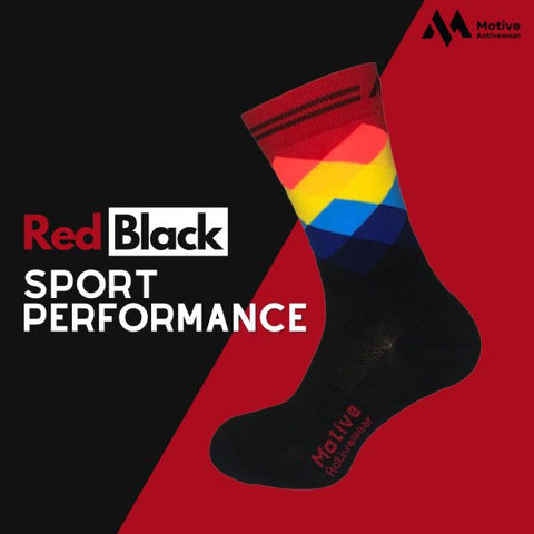 Motive Sock Sport Performance Socks - Black/Red-Running Socks-MOTIVE SOCK-Malaysia-Singapore-Australia-Hong Kong-Philippines-Indonesia-Bigbigplace.com