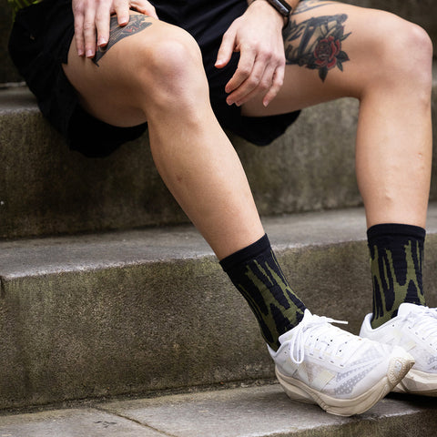 Rnnr Marathon Sock - Drippy Cheetah Green-Rnnr-Malaysia-Singapore-Australia-Hong Kong-Philippines-Indonesia-Bigbigplace.com