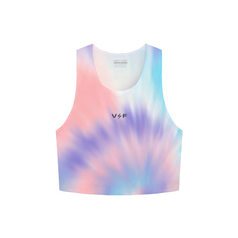 Volt and Fast Women's Bolt Sports Crop Top Tie Dye Series - Blue/Siesta-VoltandFast-Malaysia-Singapore-Australia-Hong Kong-Philippines-Indonesia-Bigbigplace.com