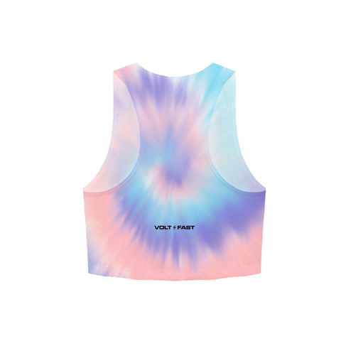 Volt and Fast Women's Bolt Sports Crop Top Tie Dye Series - Blue/Siesta-VoltandFast-Malaysia-Singapore-Australia-Hong Kong-Philippines-Indonesia-Bigbigplace.com