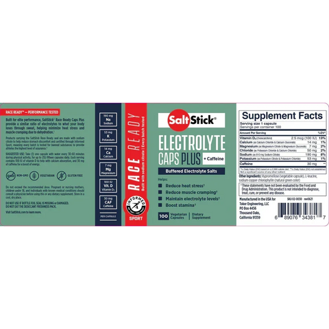 SaltStick Electrolyte Caps Plus 100s (Caffeine)-Cramp Solution-SaltStick-Malaysia-Singapore-Australia-Hong Kong-Philippines-Indonesia-Bigbigplace.com