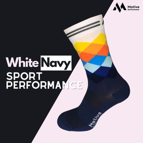 Motive Sock Sport Performance Socks - Navy/White-Running Socks-MOTIVE SOCK-Malaysia-Singapore-Australia-Hong Kong-Philippines-Indonesia-Bigbigplace.com