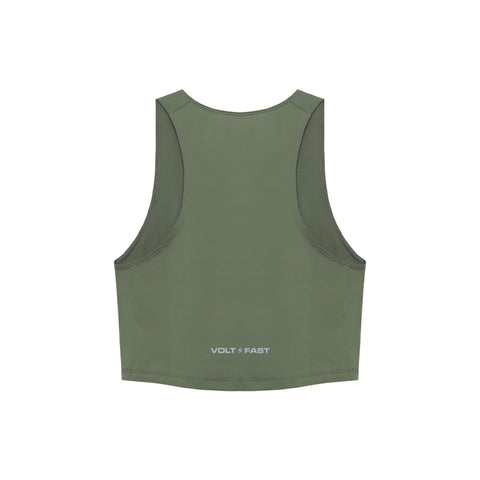Volt and Fast Women's Bolt Sports Crop Top V2 - Olive-VoltandFast-Malaysia-Singapore-Australia-Hong Kong-Philippines-Indonesia-Bigbigplace.com