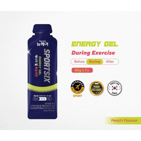 Sportsix Energy Gel Peach 45g-Boost Energy-Sportsix-Malaysia-Singapore-Australia-Hong Kong-Philippines-Indonesia-Bigbigplace.com