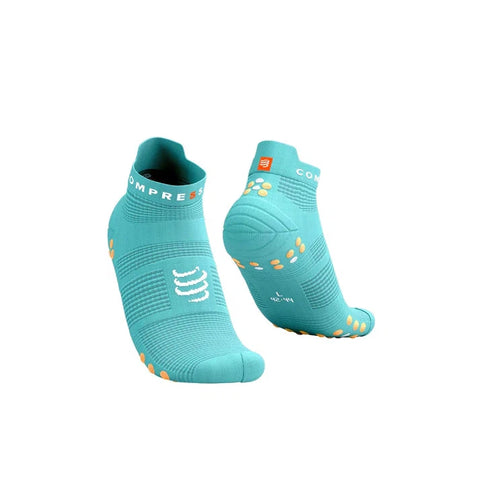 Compressport Pro Racing Socks V4.0 Ultralight Run Low - Crème De Menthe/Papaya Punch-Socks-Compressport-Malaysia-Singapore-Australia-Hong Kong-Philippines-Indonesia-Bigbigplace.com