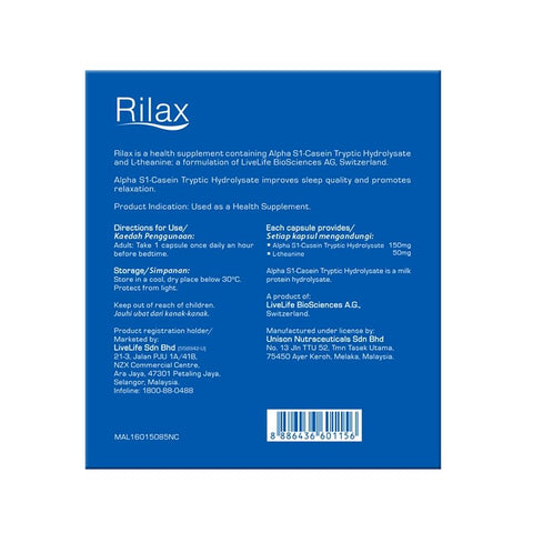 Rilax 6's Capsules - with Lactium & Suntheanine-Rilax-Malaysia-Singapore-Australia-Hong Kong-Philippines-Indonesia-Bigbigplace.com