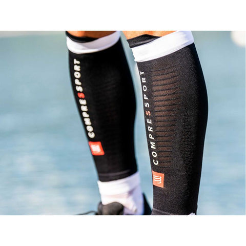 Compressport R2 3.0 Calf Sleeve - Black/White-Compression-Compressport-Malaysia-Singapore-Australia-Hong Kong-Philippines-Indonesia-Bigbigplace.com