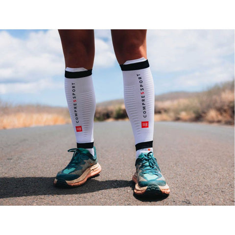 Compressport R2 3.0 Calf Sleeve - White/Black-Compression-Compressport-Malaysia-Singapore-Australia-Hong Kong-Philippines-Indonesia-Bigbigplace.com